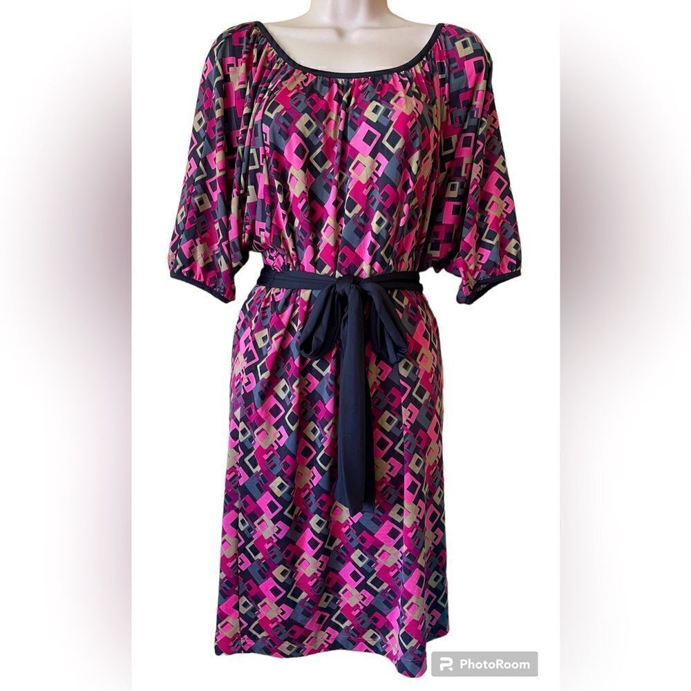 Jonathan Martin dress with a multicolor geometric pattern